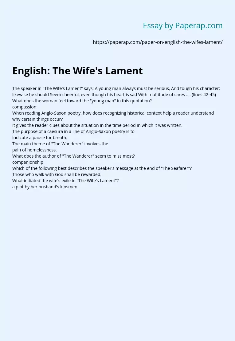 English: The Wife's Lament