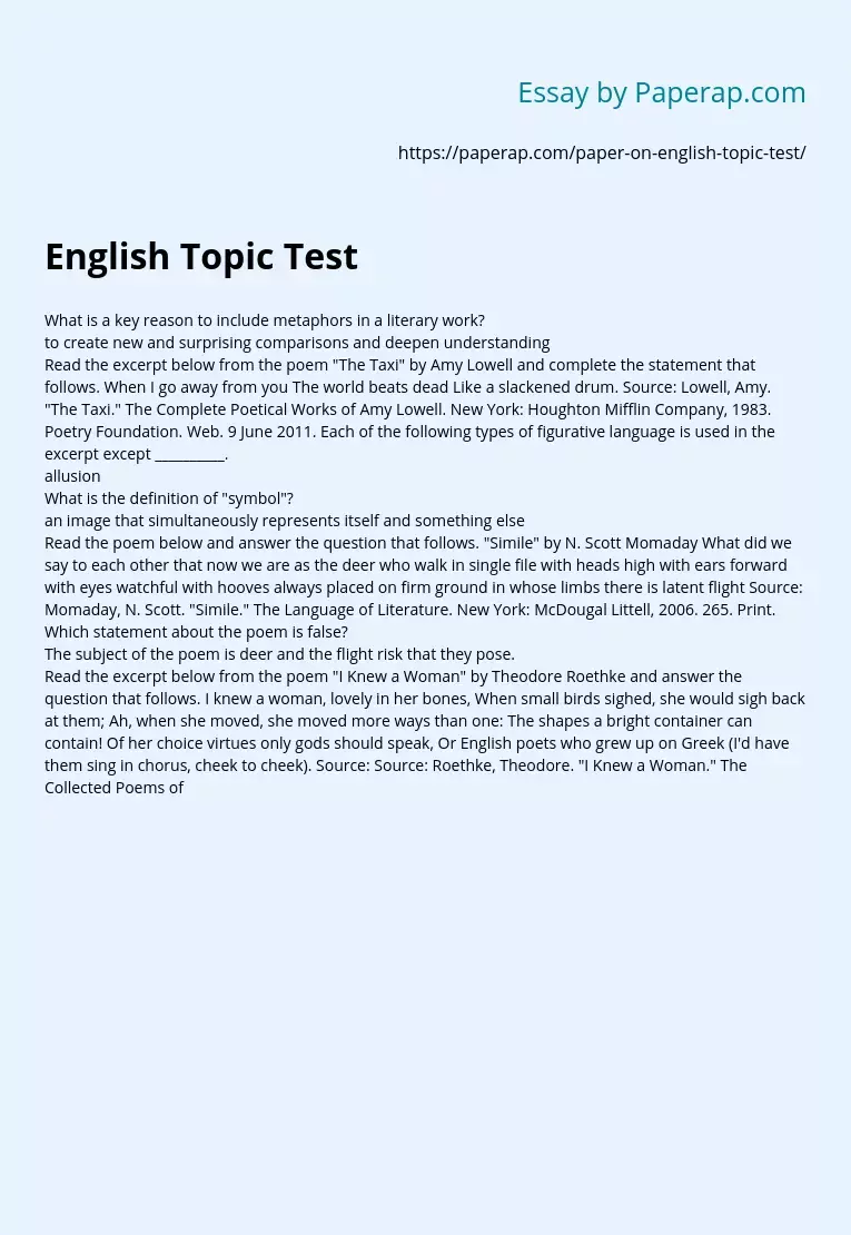 English Topic Test
