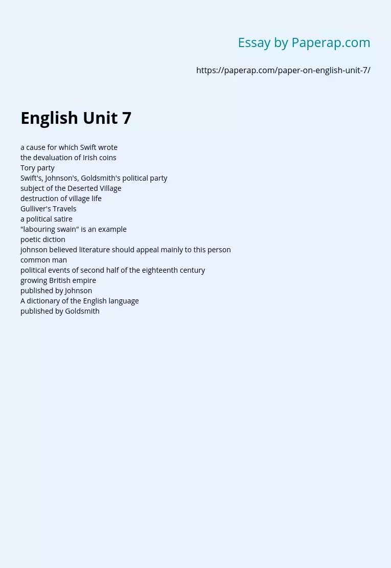 English Unit 7