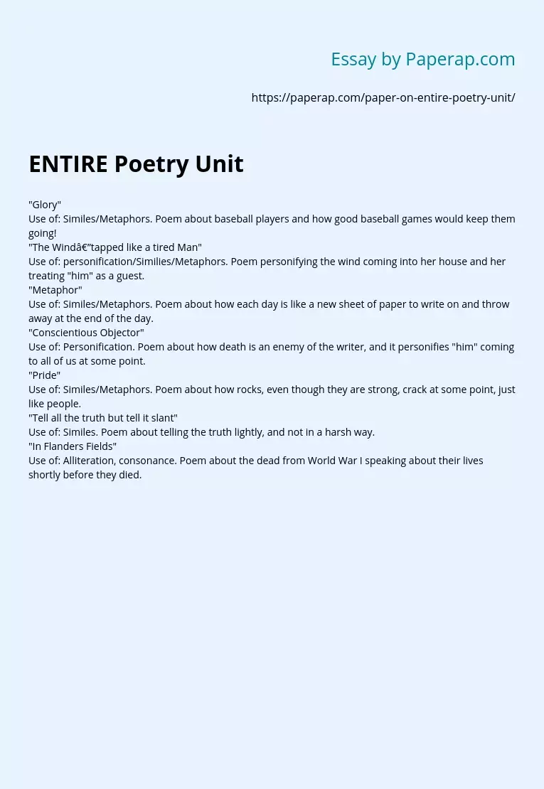 ENTIRE Poetry Unit