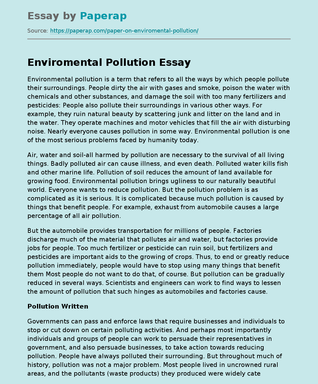 Enviromental Pollution