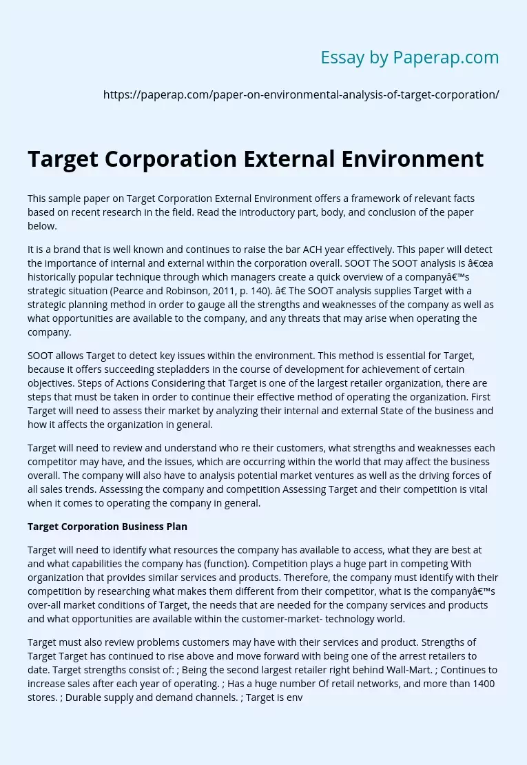 Target Corporation External Environment