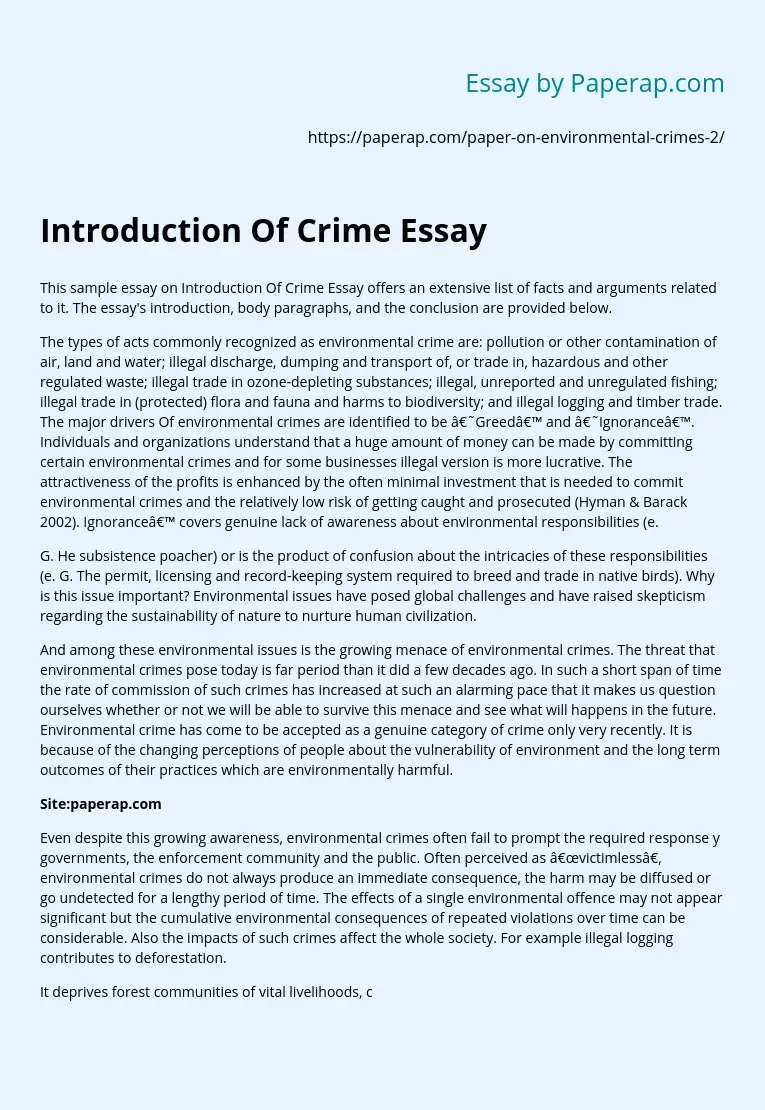 environmental crime essay introduction