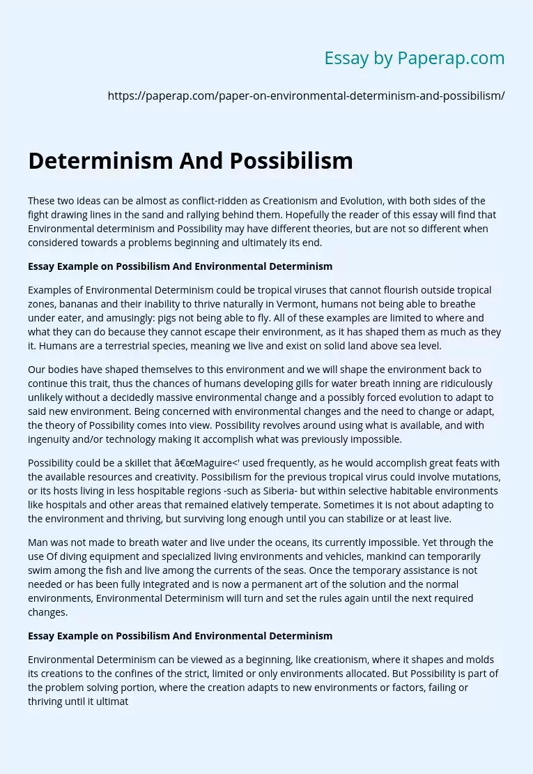 Determinism And Possibilism