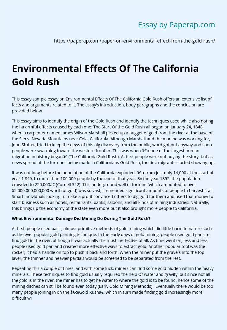 Environmental Effects Of The California Gold Rush