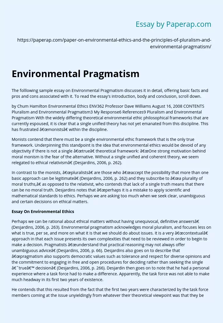 Environmental Pragmatism