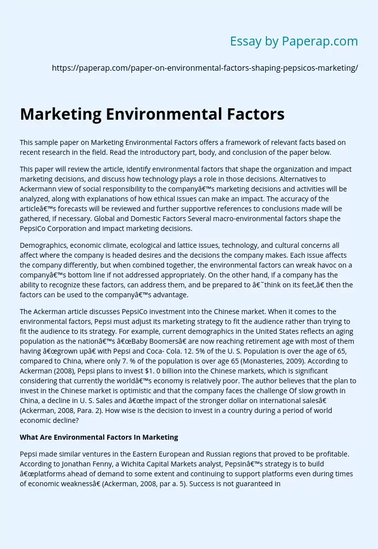 Marketing Environmental Factors