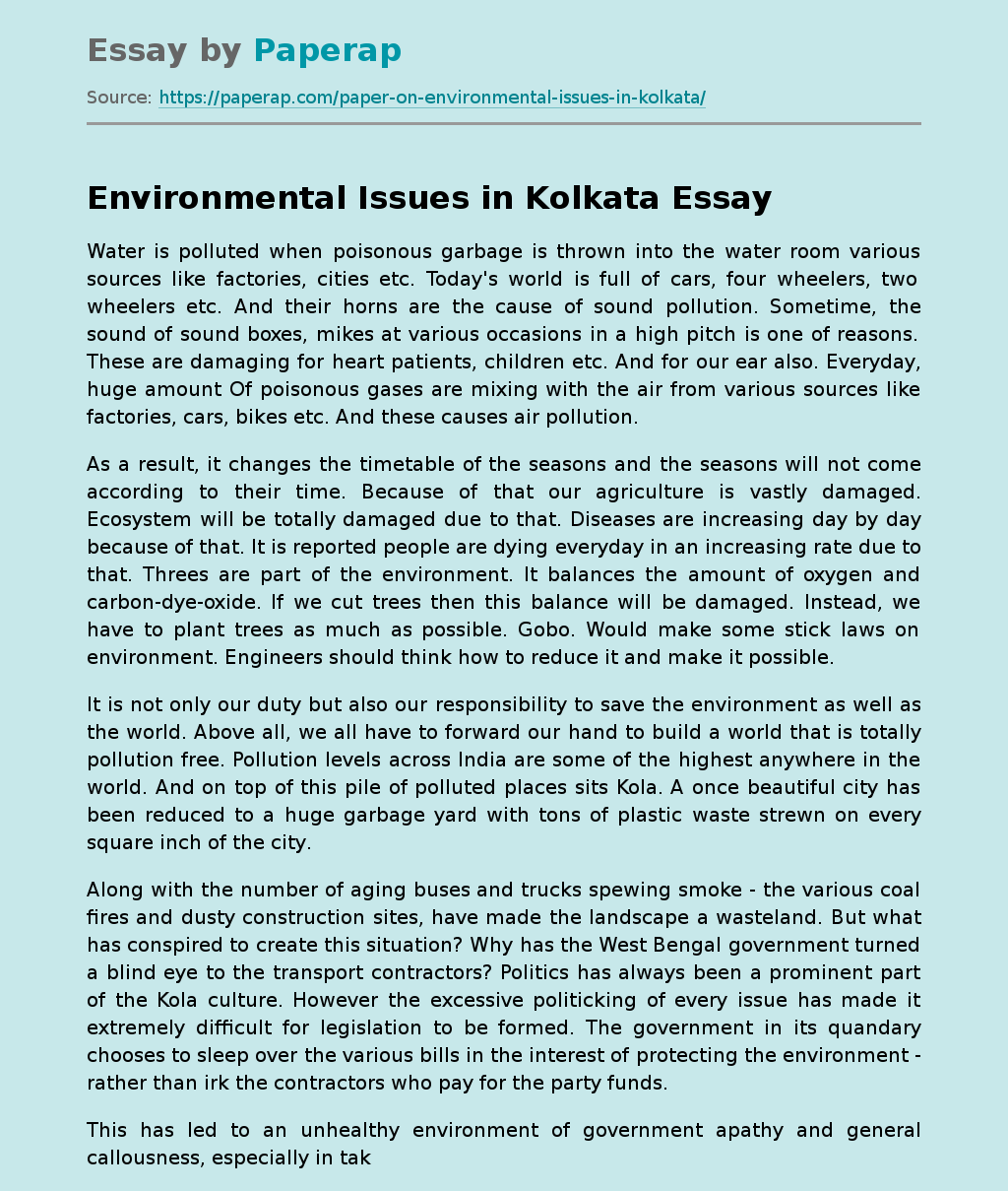 Environmental Issues in Kolkata