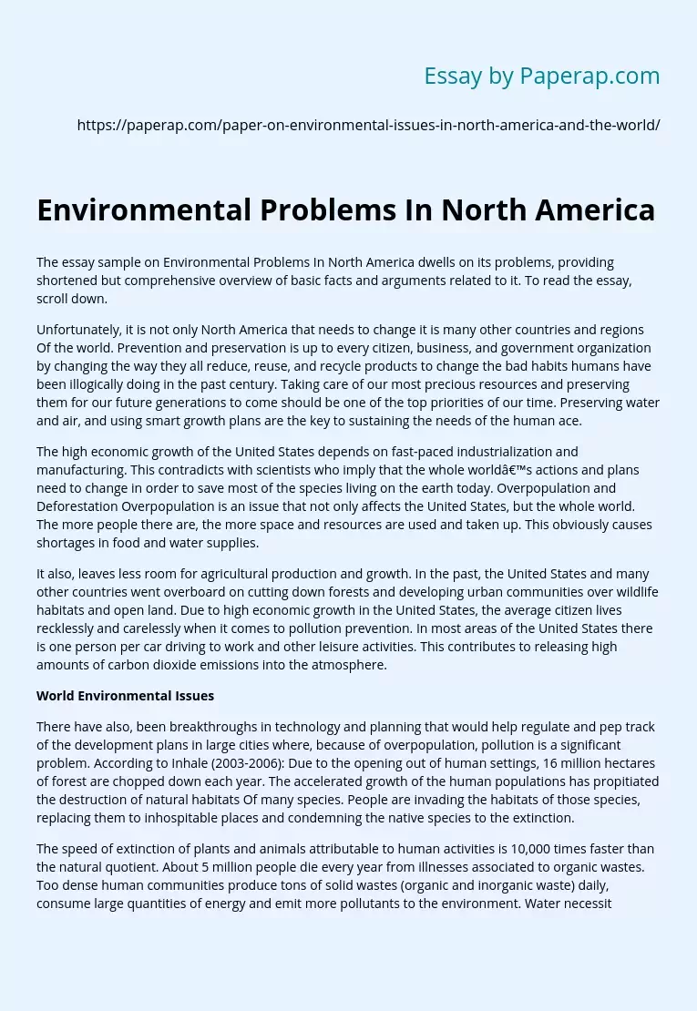 Environmental Problems In North America