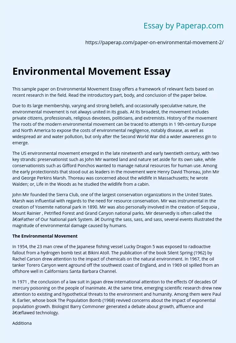 Environmental Movement Essay