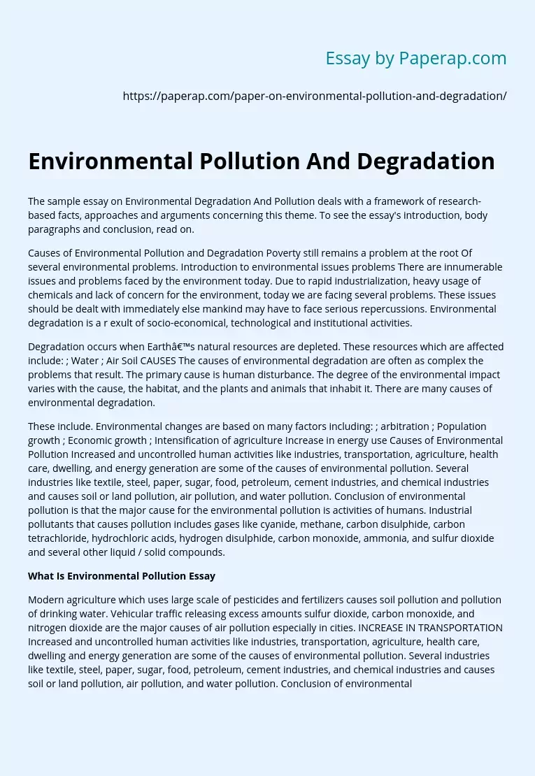 Environmental Pollution And Degradation