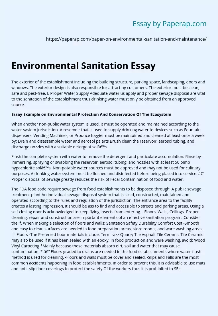 Environmental Sanitation Essay