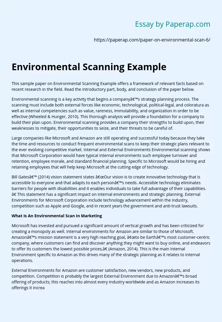 Environmental Scanning Example