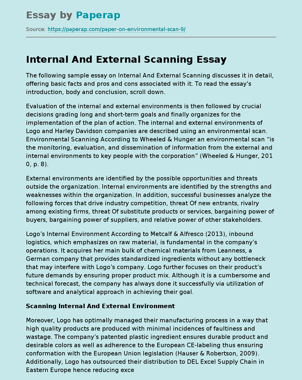 Internal And External Scanning