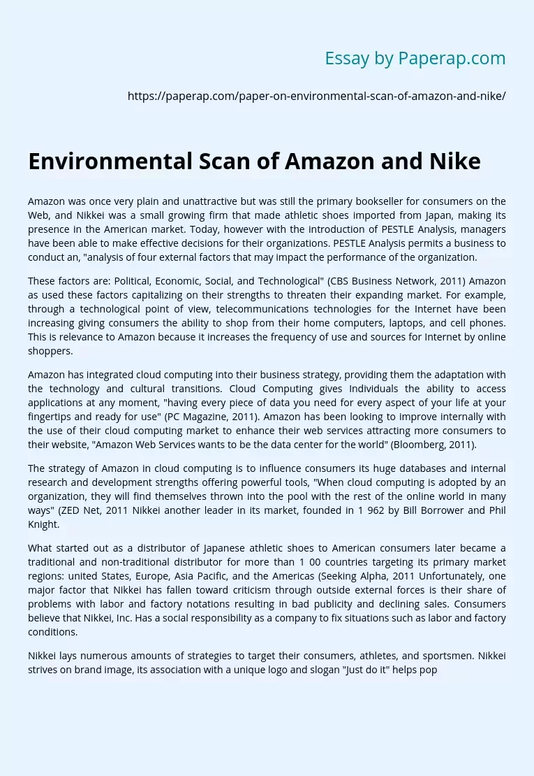 Environmental Scan of Amazon and Nike
