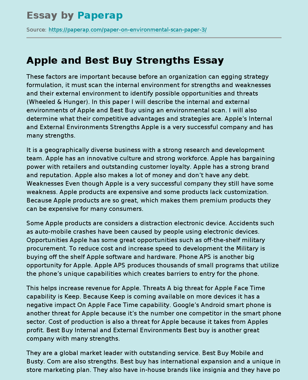 Apple and Best Buy Strengths