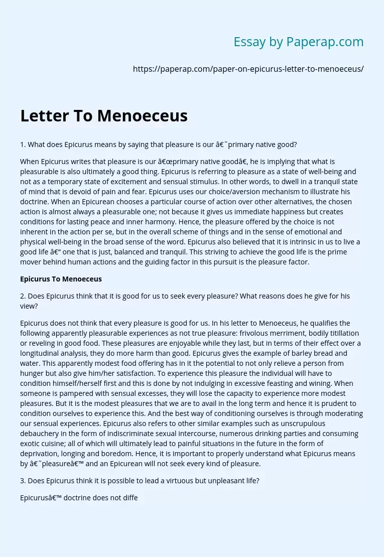 Letter To Menoeceus