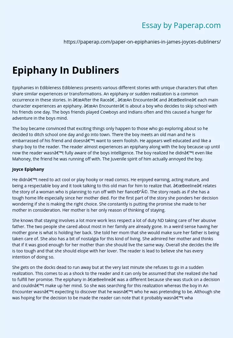 Epiphany In Dubliners