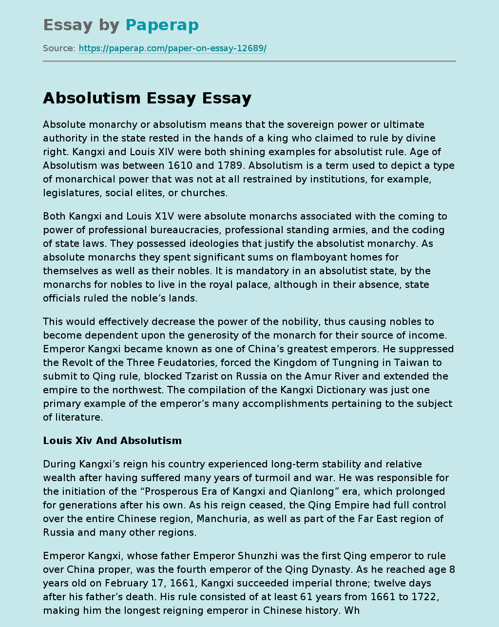 Absolutism Essay