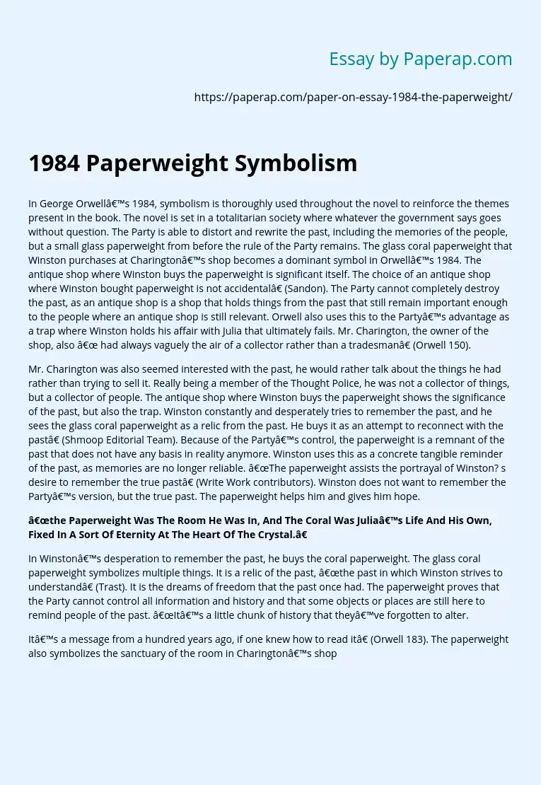 1984 Paperweight Symbolism
