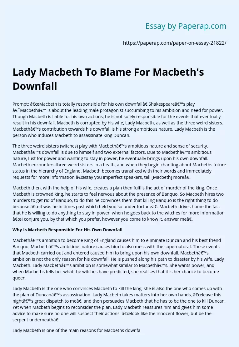 Реферат: Macbeth Essay Research Paper Macbeth is the