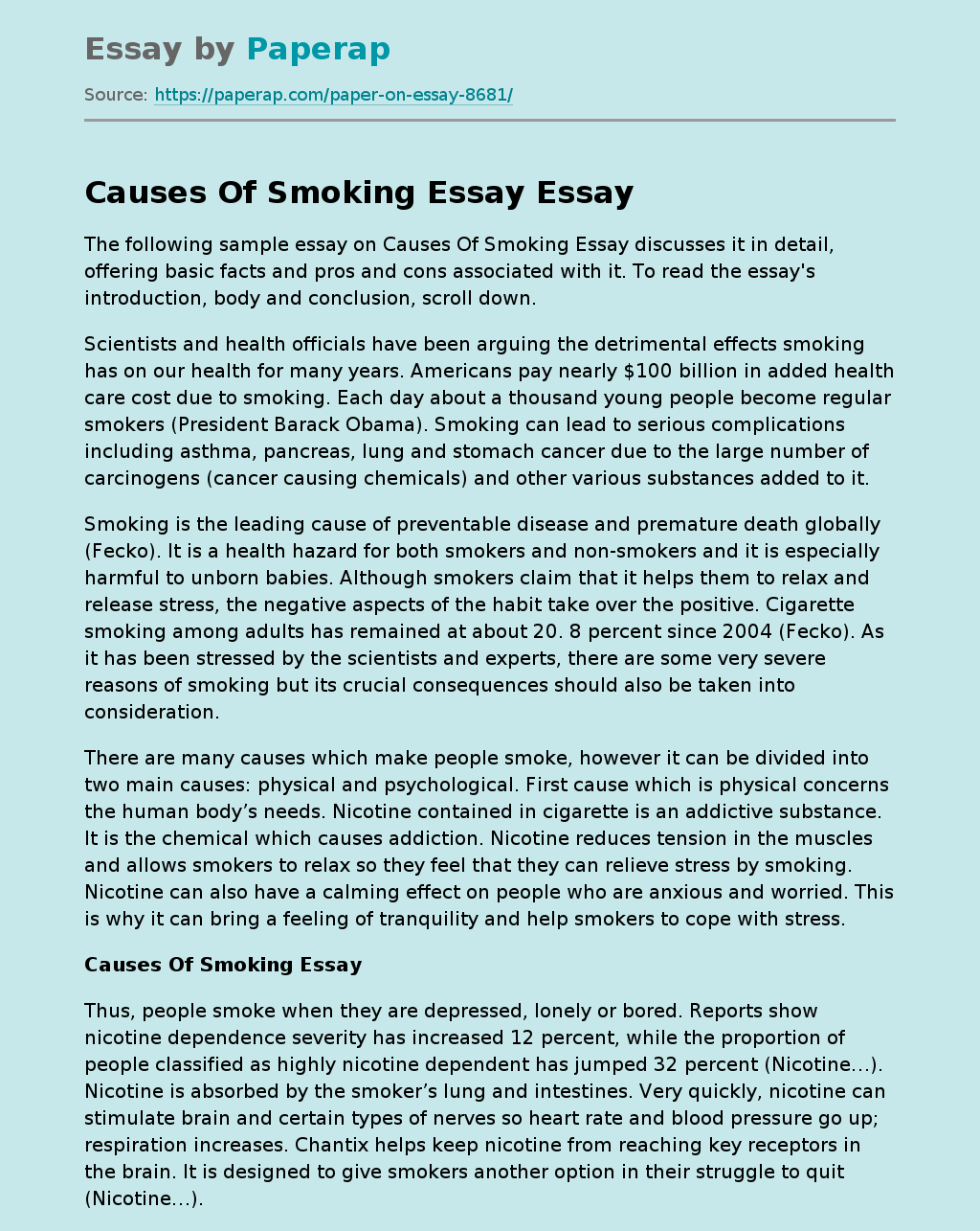 Causes Of Smoking Essay