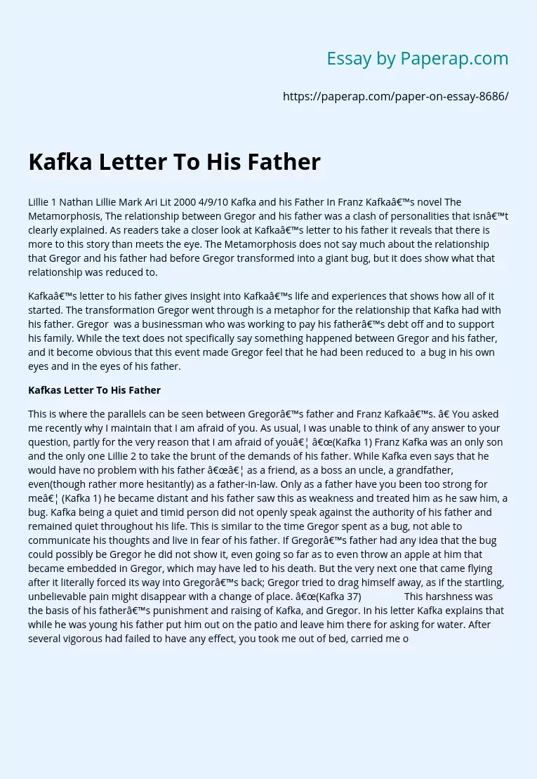 Kafka Letter To His Father