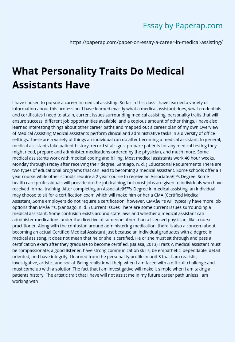What Personality Traits Do Medical Assistants Have