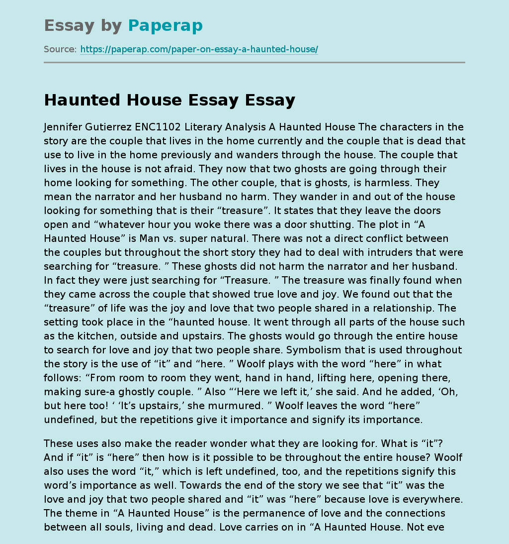 a haunted house essay