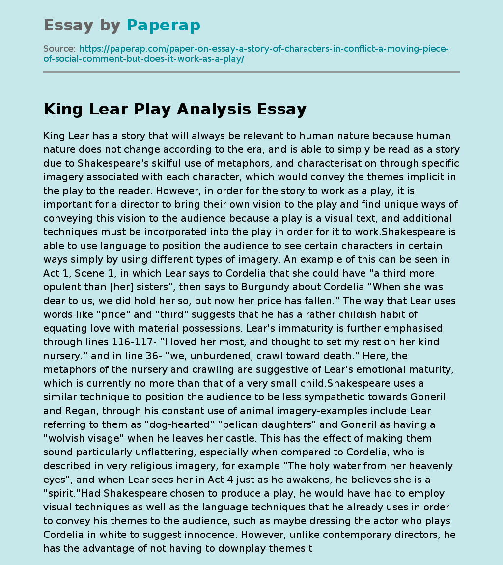 King Lear Play Analysis