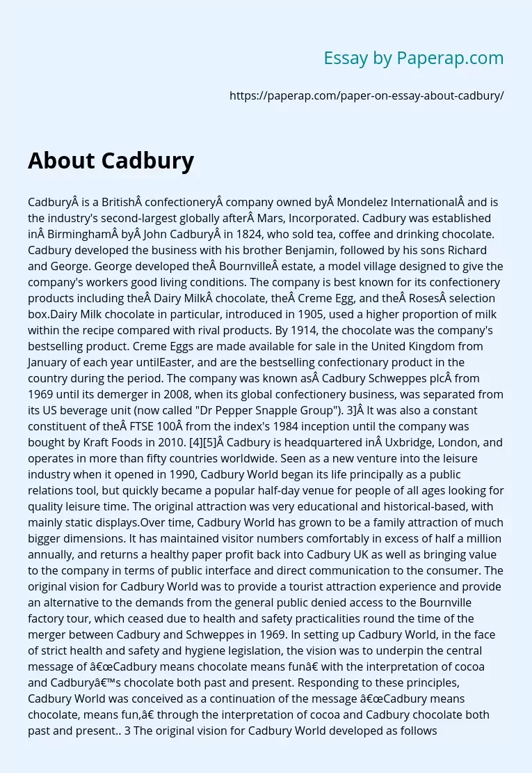 About Cadbury