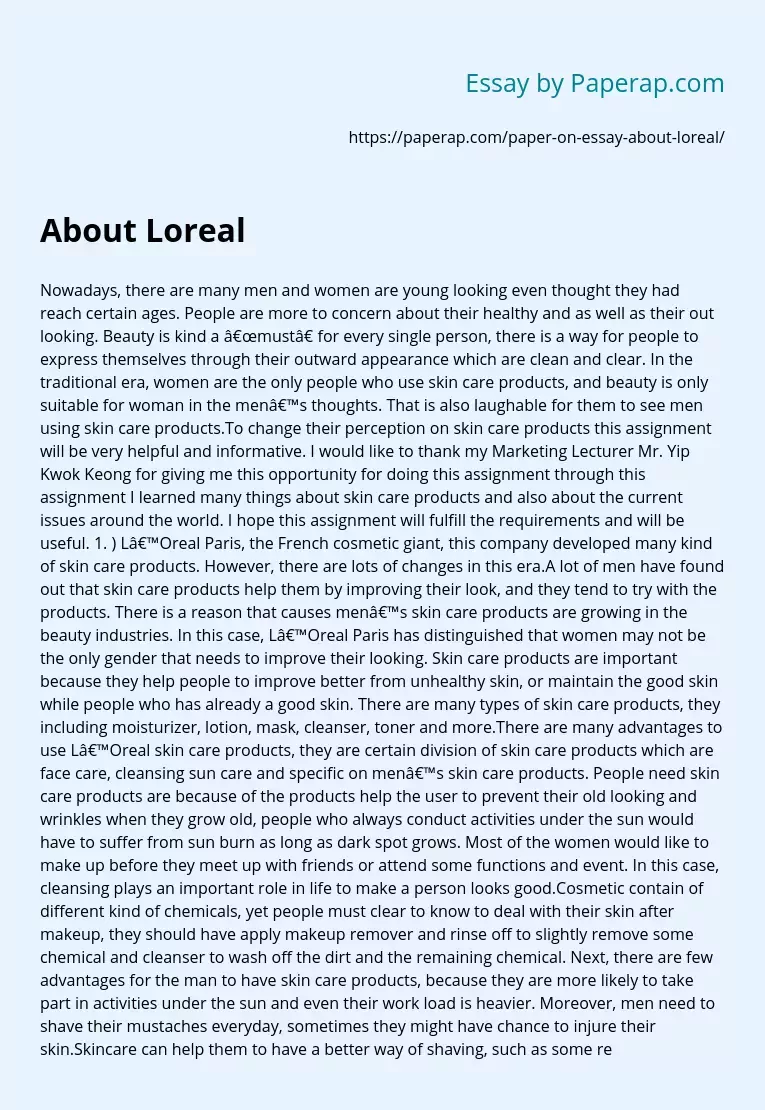 L’Oreal Products Usage in Islamic Countries