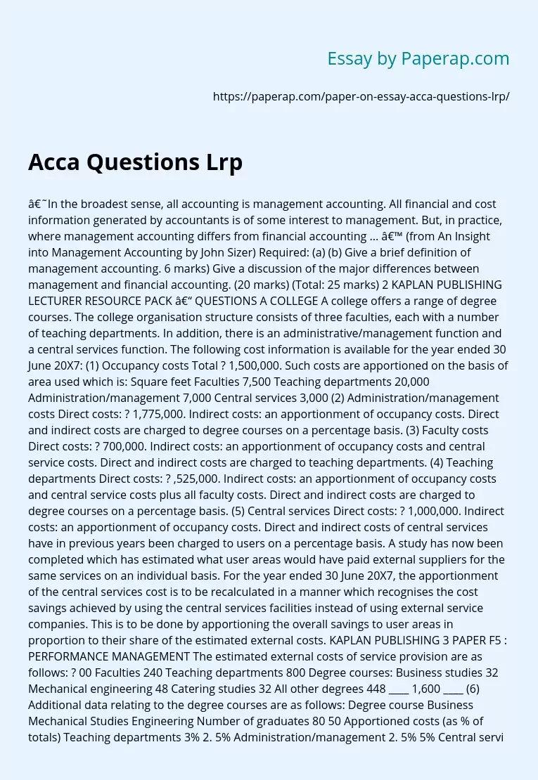 Acca Questions Lrp