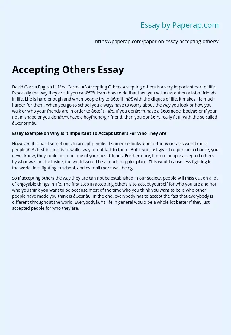 Accepting Others Essay