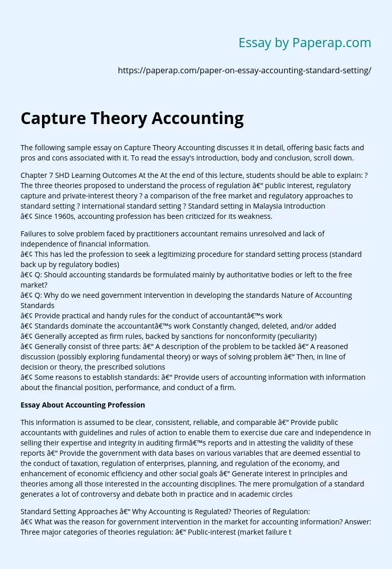 Capture Theory Accounting