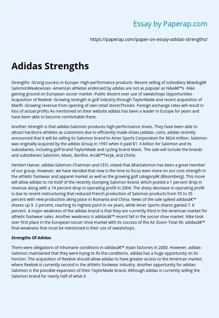 Adidas Strengths