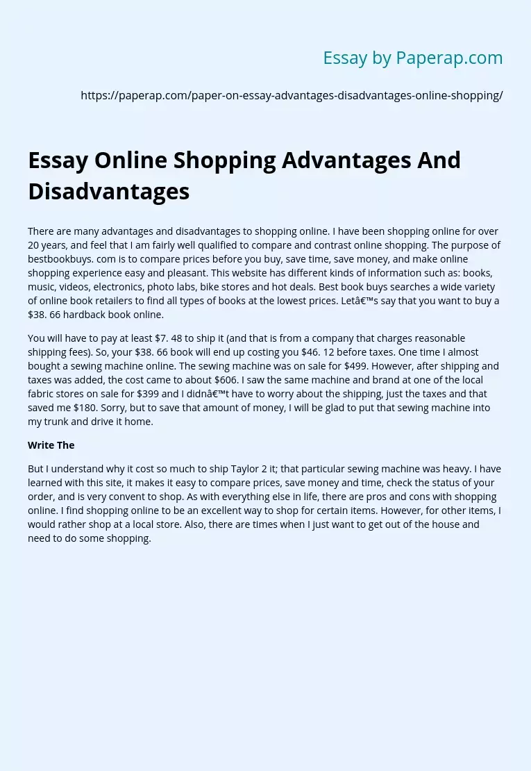 online shopping is better essay