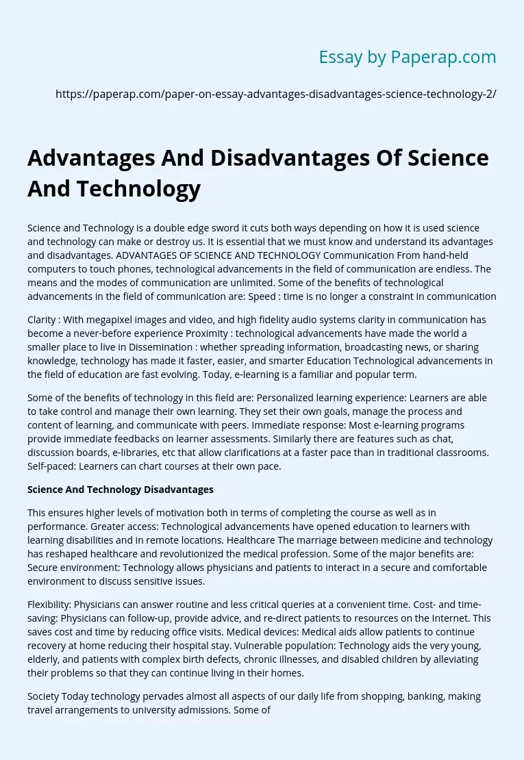 advantages-and-disadvantages-of-science-and-technology-free-essay-example