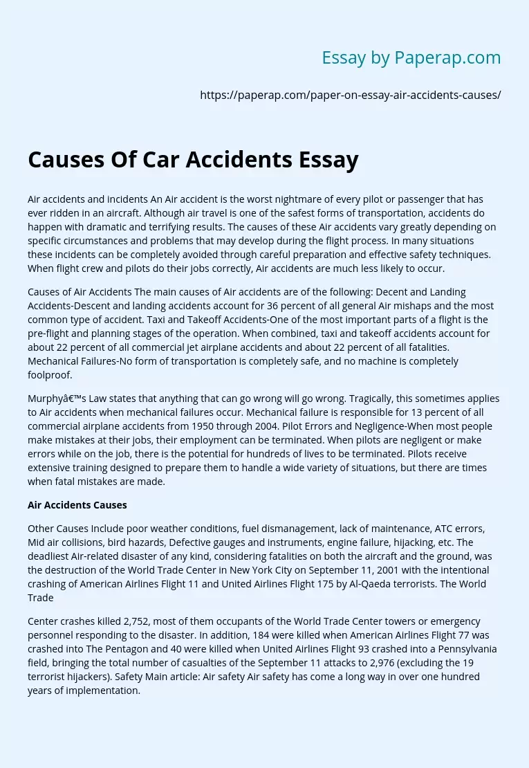 Causes Of Car Accidents Essay