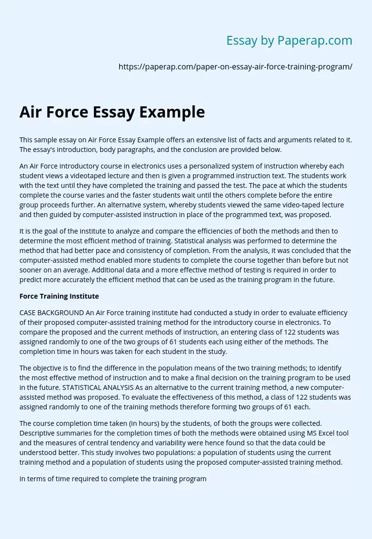 Air Force Essay Example