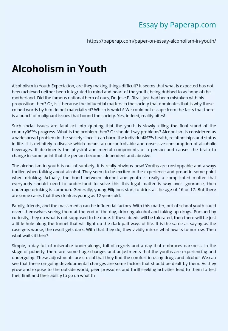 Alcoholism in Youth