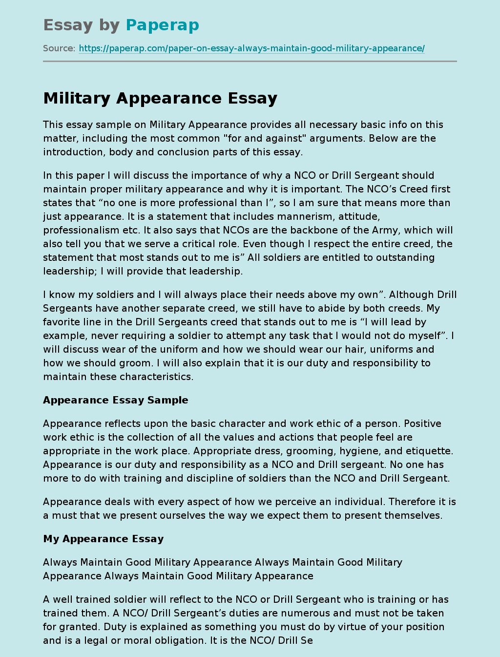 Military Appearance
