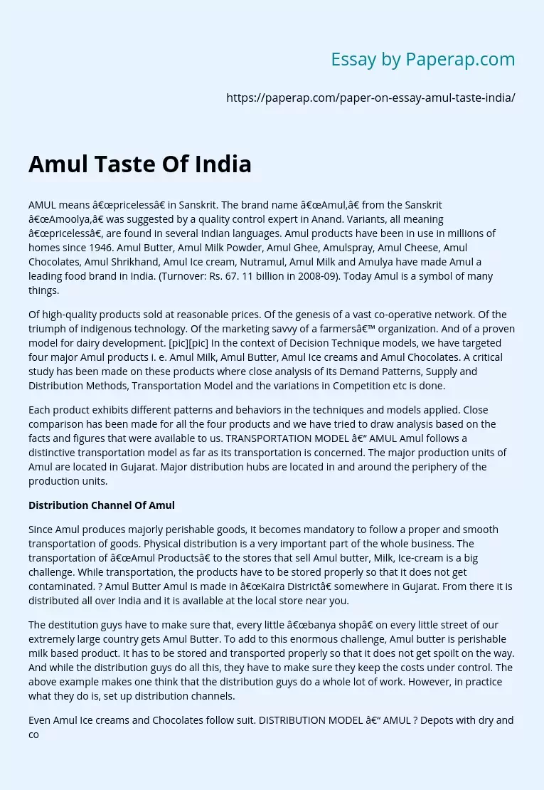 Amul Taste Of India