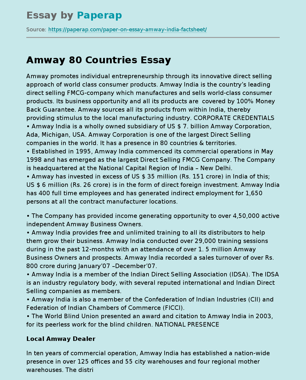Amway 80 Countries