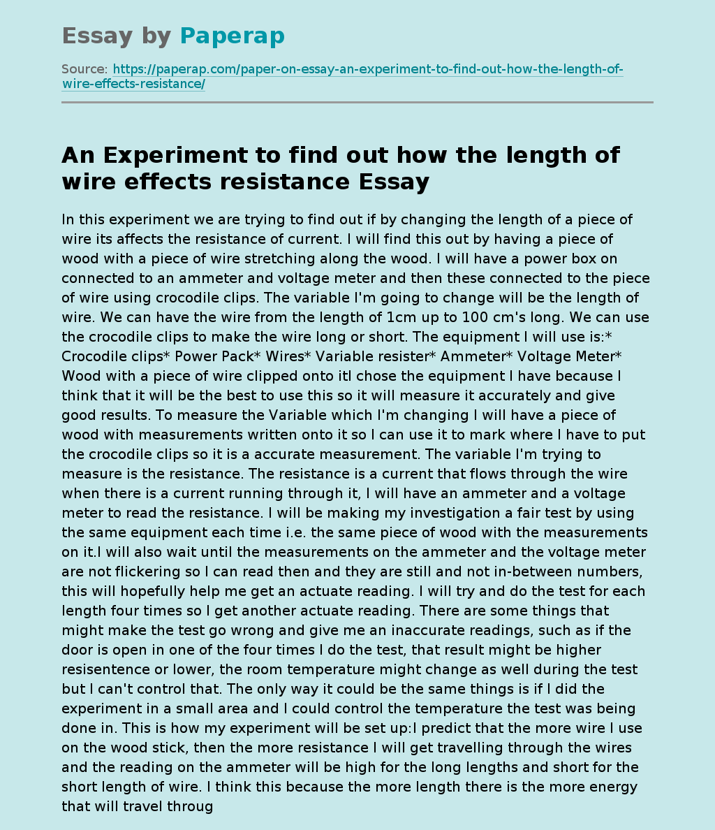 essay of wire