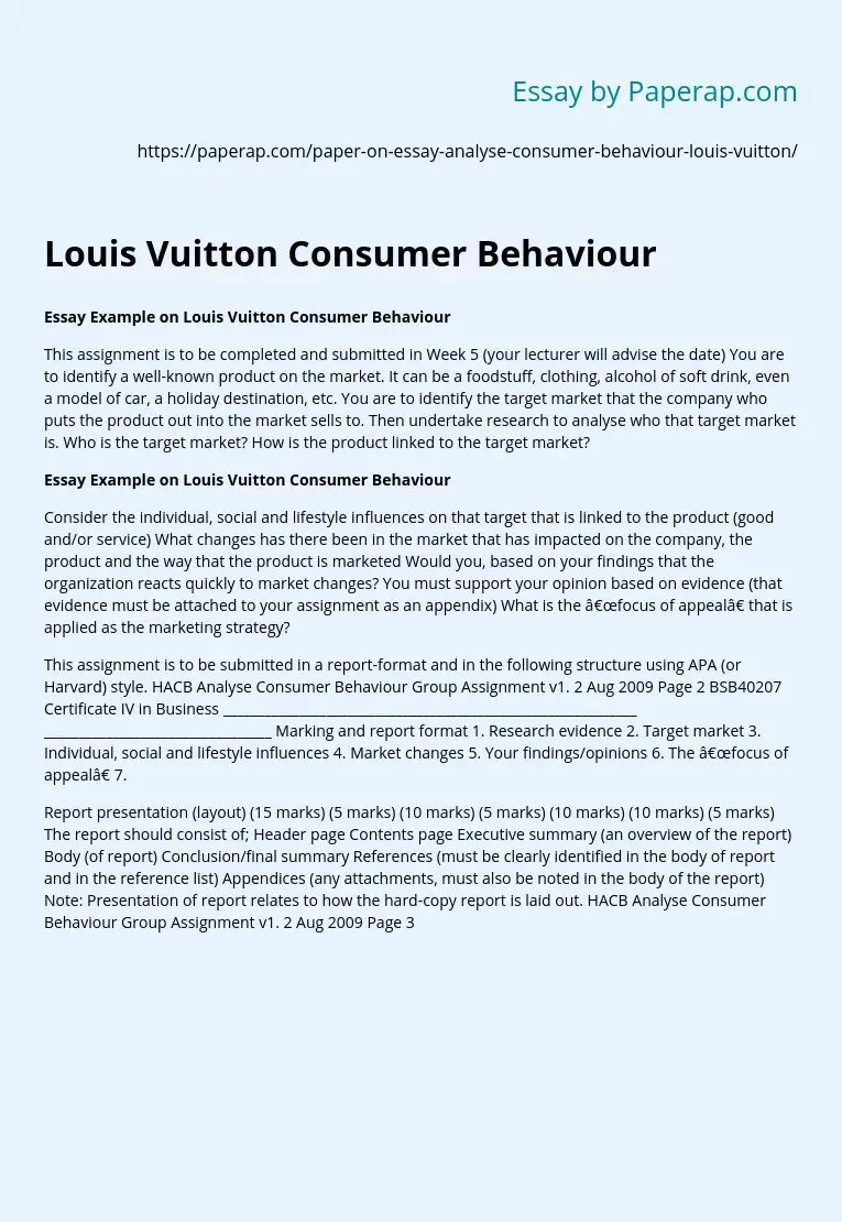 Louis Vuitton Consumer Behaviour