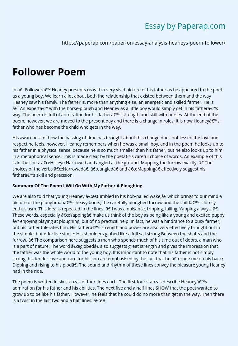 Heaney's Follower Poem Analysis