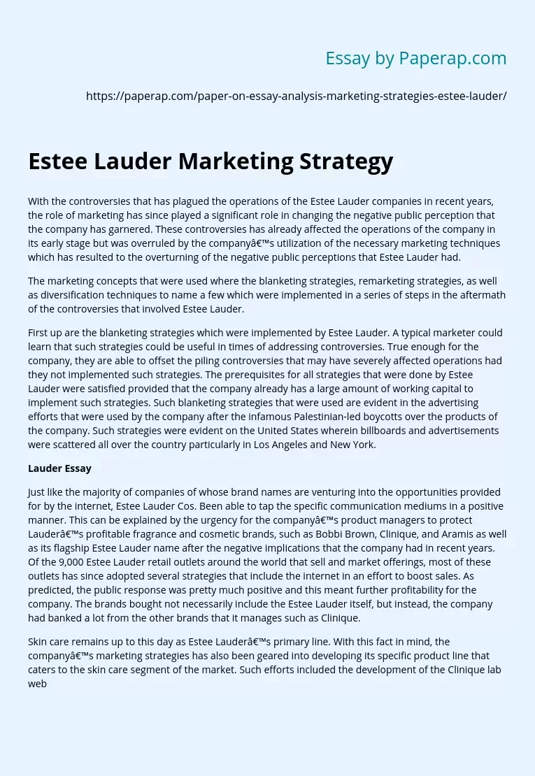 Estee Lauder Marketing Strategy