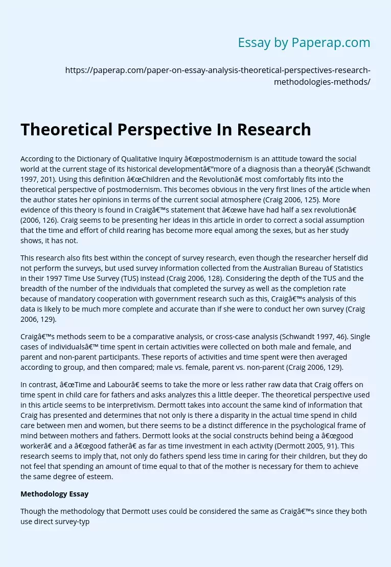 Theoretical Perspective In Research
