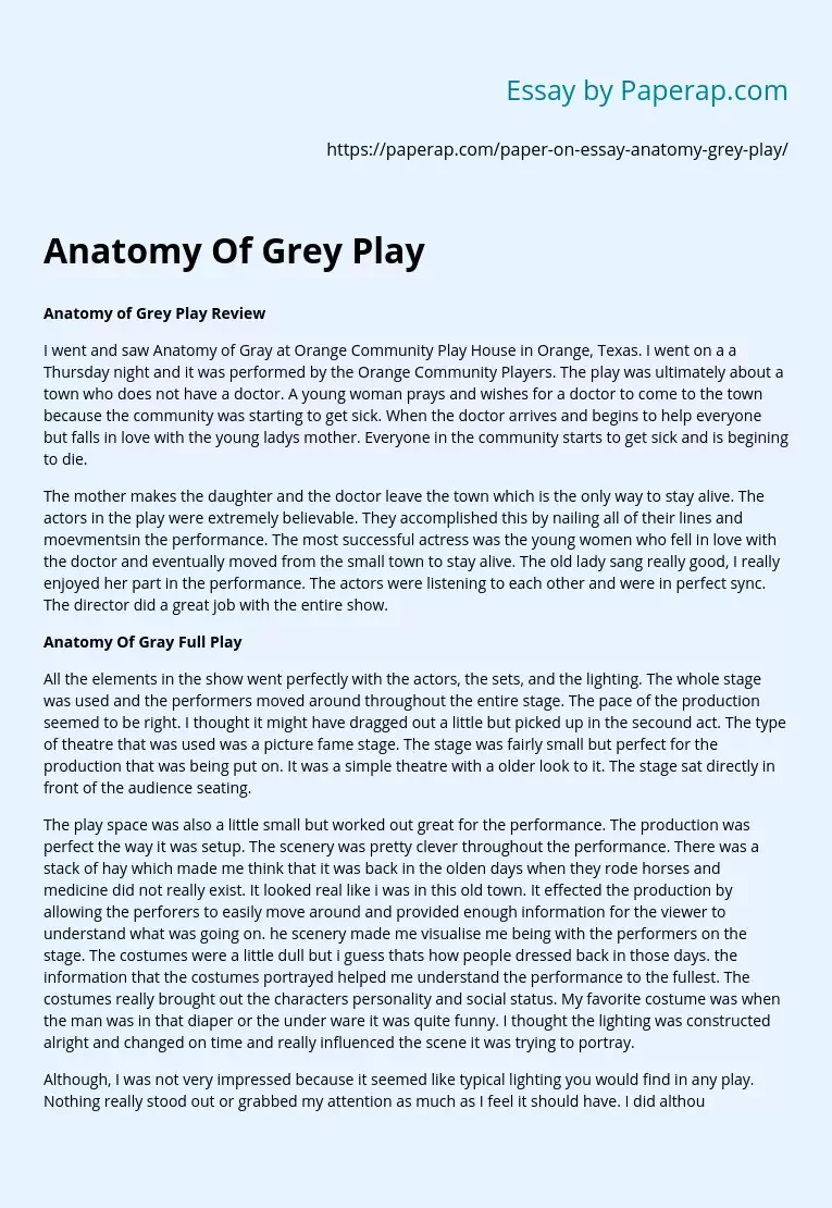 Anatomy of Grey Play Review